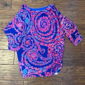 Lilly Pulitzer floral 3/4 length sleeve sweater XS
